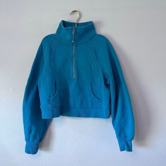 Lululemon Scuba Oversized Funnel Neck Half Zip M/L Oceanic Blue Pre-Owned - Picture 2 of 12